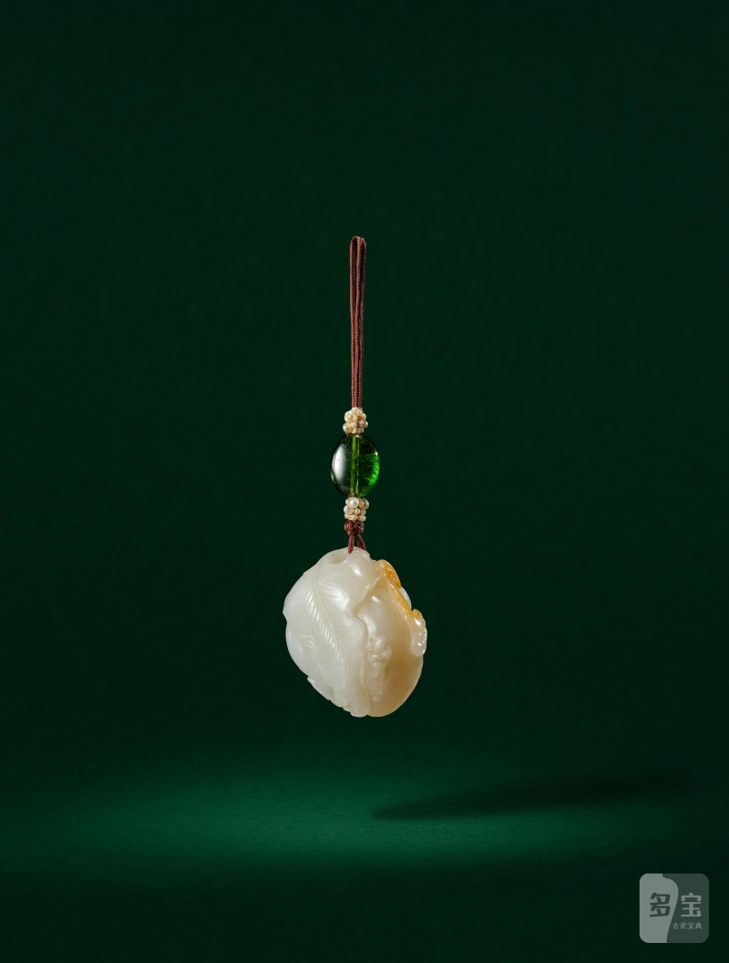 清十八世紀　白玉帶皮「平安如意」紋珮 | A FINE WHITE AND RUSSET JADE 'PAIR OF QUAIL' PENDANT - 图2